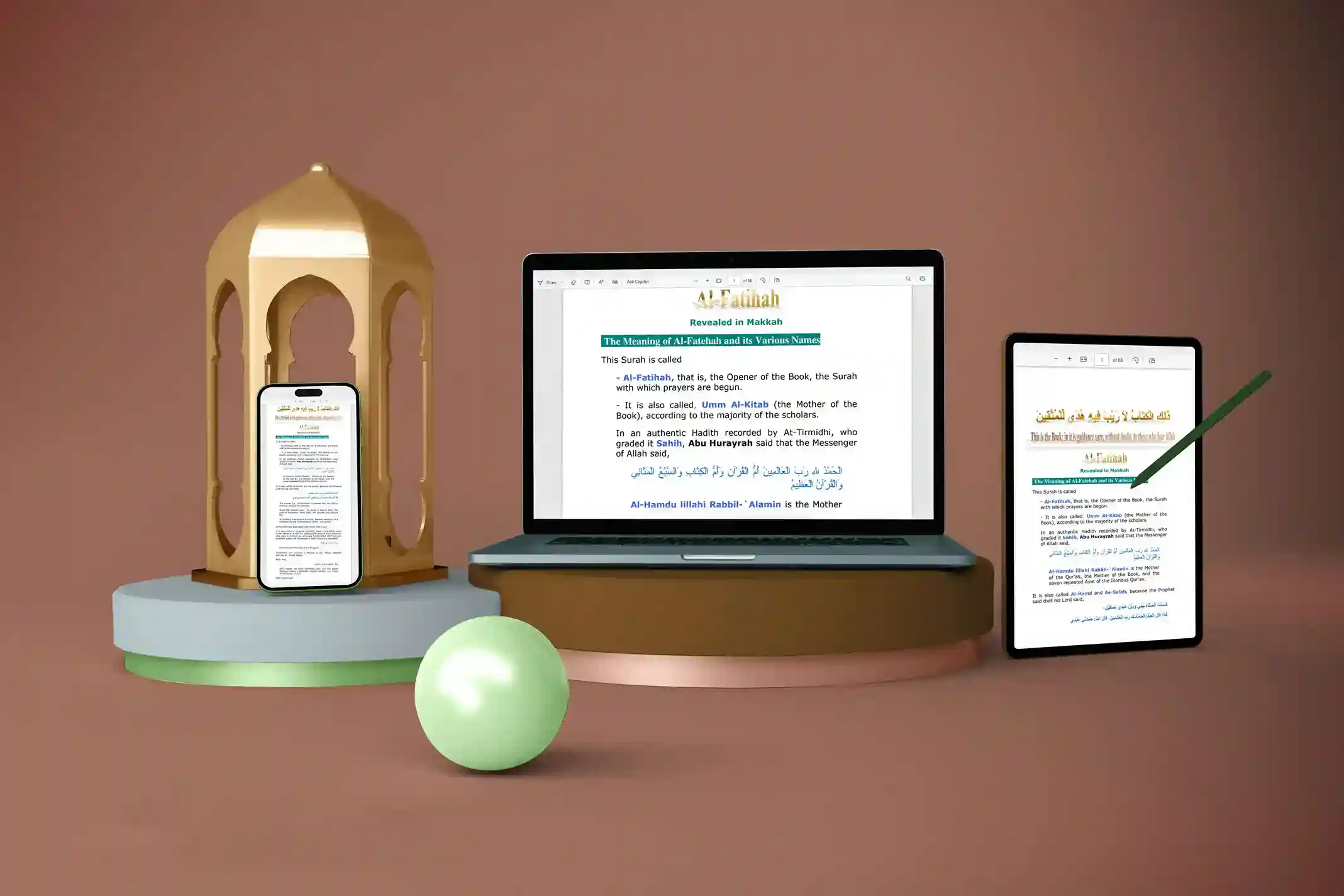 Scholar analyzing Quranic text during online Tafsir class